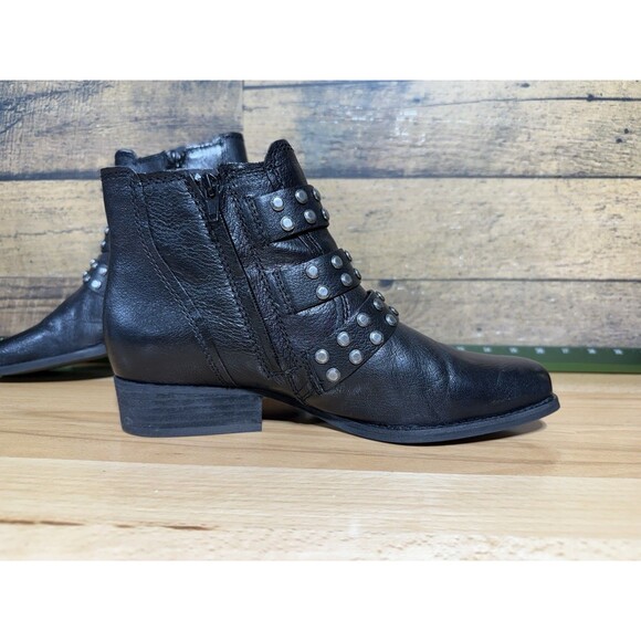Zodiac Adele Triple Buckle Leather Studded Women’s Black Heeled Booties Sz 9 - Picture 6 of 13